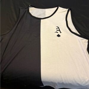 Black and White Sleeveless Top with Ace Design